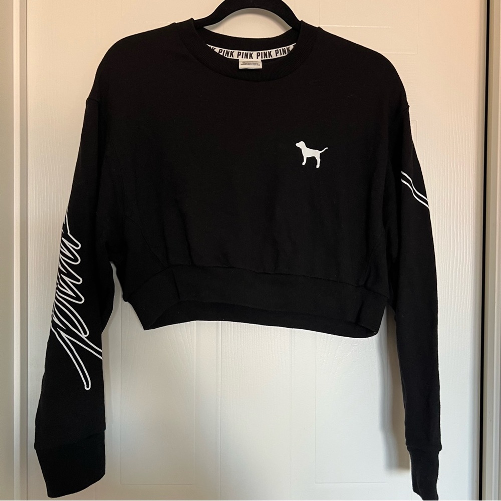 Victoria's Secret Black Cropped Crew Neck Sweater